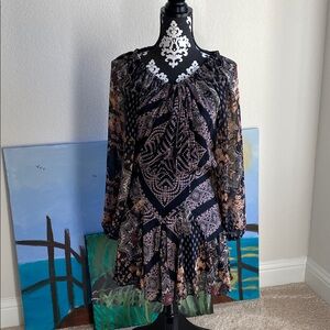 Free People Multicolor Patterned Long Sleeve Dress